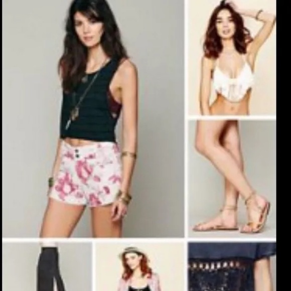 New Free People Cut offs shorts cotton floral - Picture 11 of 14